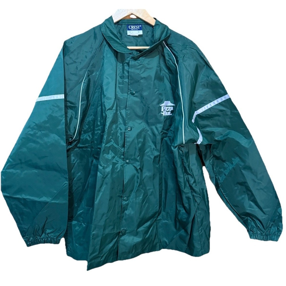 Pizza Hut Green Windbreaker Jacket‎ Rain Coat Men's XL Vintage Reflective NWOT
